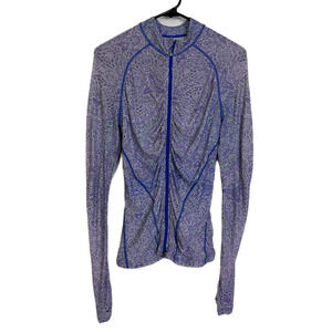 Coolibar Atitlan Swim Jacket Womens Small Purple Ruched Beach Full Zip UPF UV